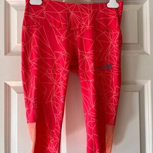 Altra Running Womens Leggings Mesh Capri Running Workout Gym Small Neon Orange